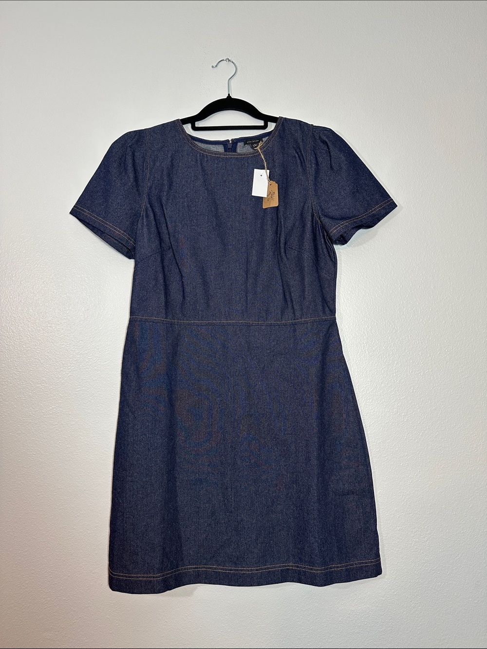 Ann Taylor Dark Navy Denim Short-Sleeve Dress